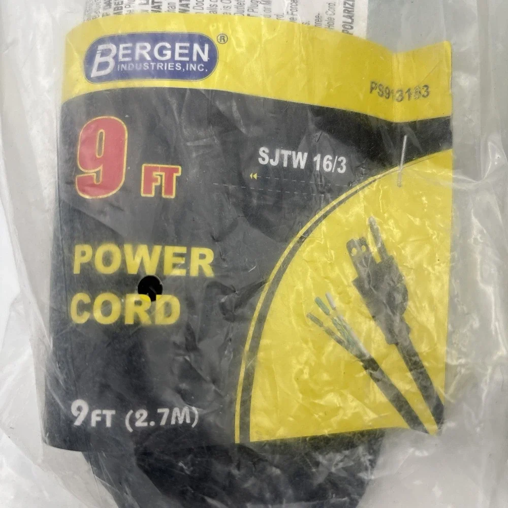 Bergen Industries Inc PS913163 3-Wire Appliance /Power Tool Cord, 9 Ft Set Of 2
